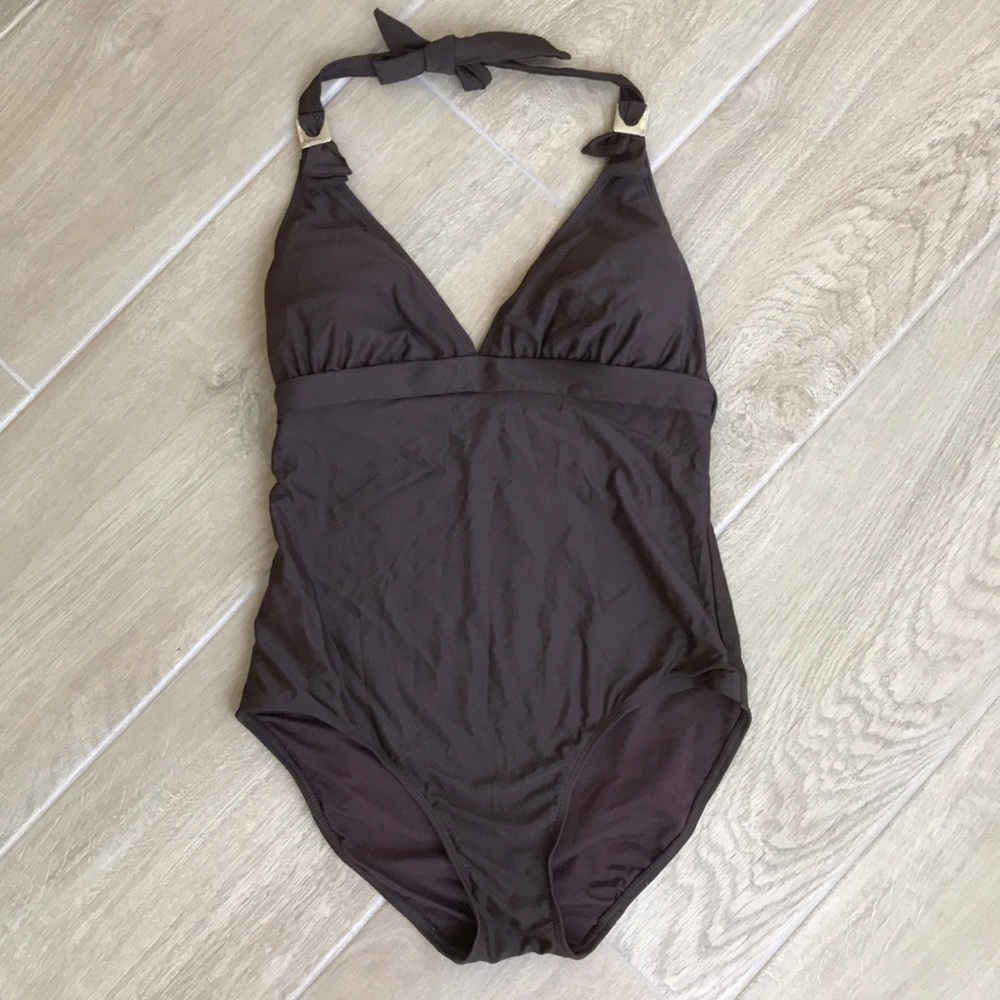 Anne Cole Brown One Piece Halter Swimsuit 10